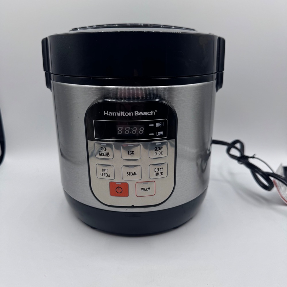 Hamilton Beach 37524 Digital Rice Cooker Steamer 3 Cup Stainless Black RC27